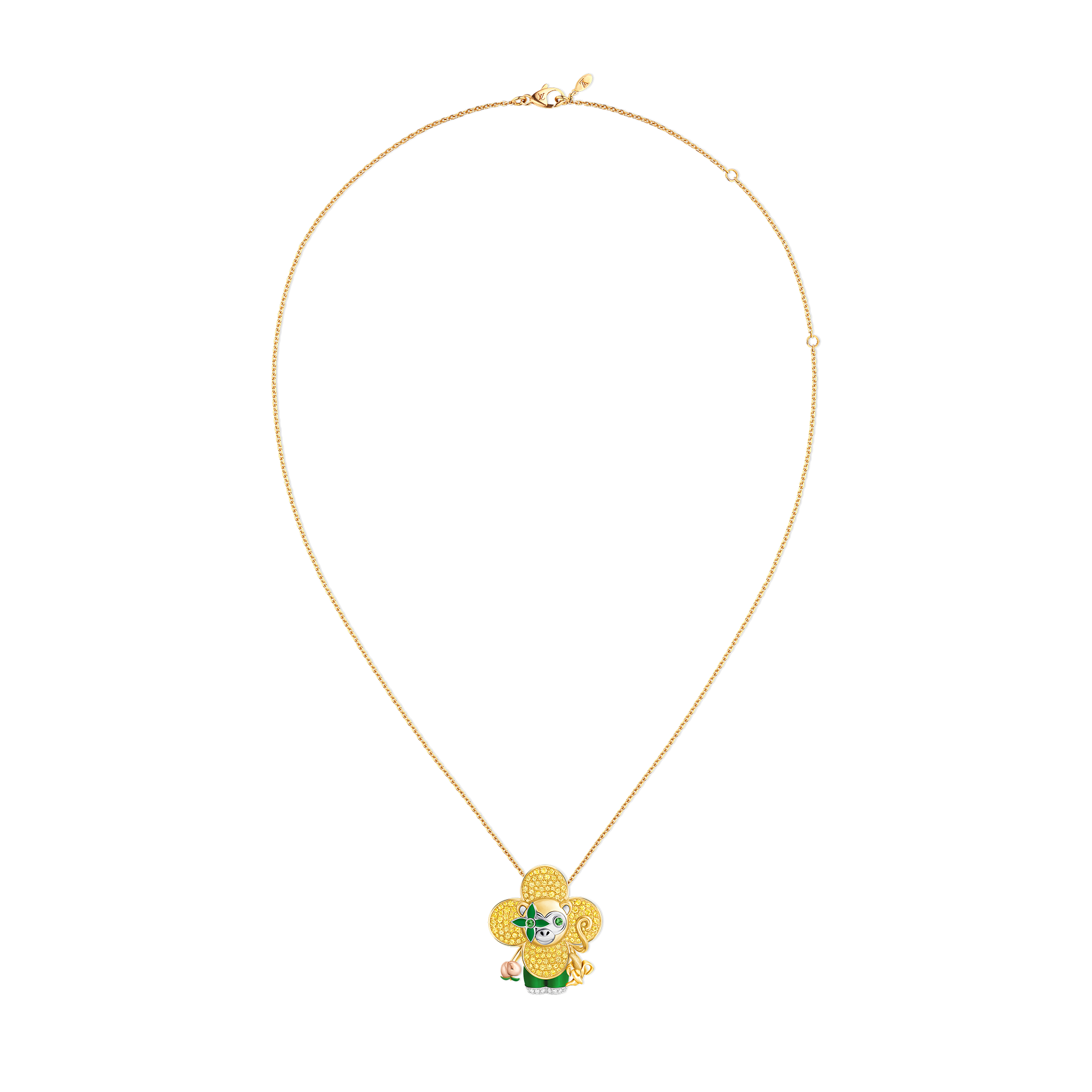  Jewelry Necklaces and Pendants Vivienne Monkey Pendant, 3 Golds, Lacquer, Diamonds & Colored Gemstones | Louis Vuitton ® (Product zoom)