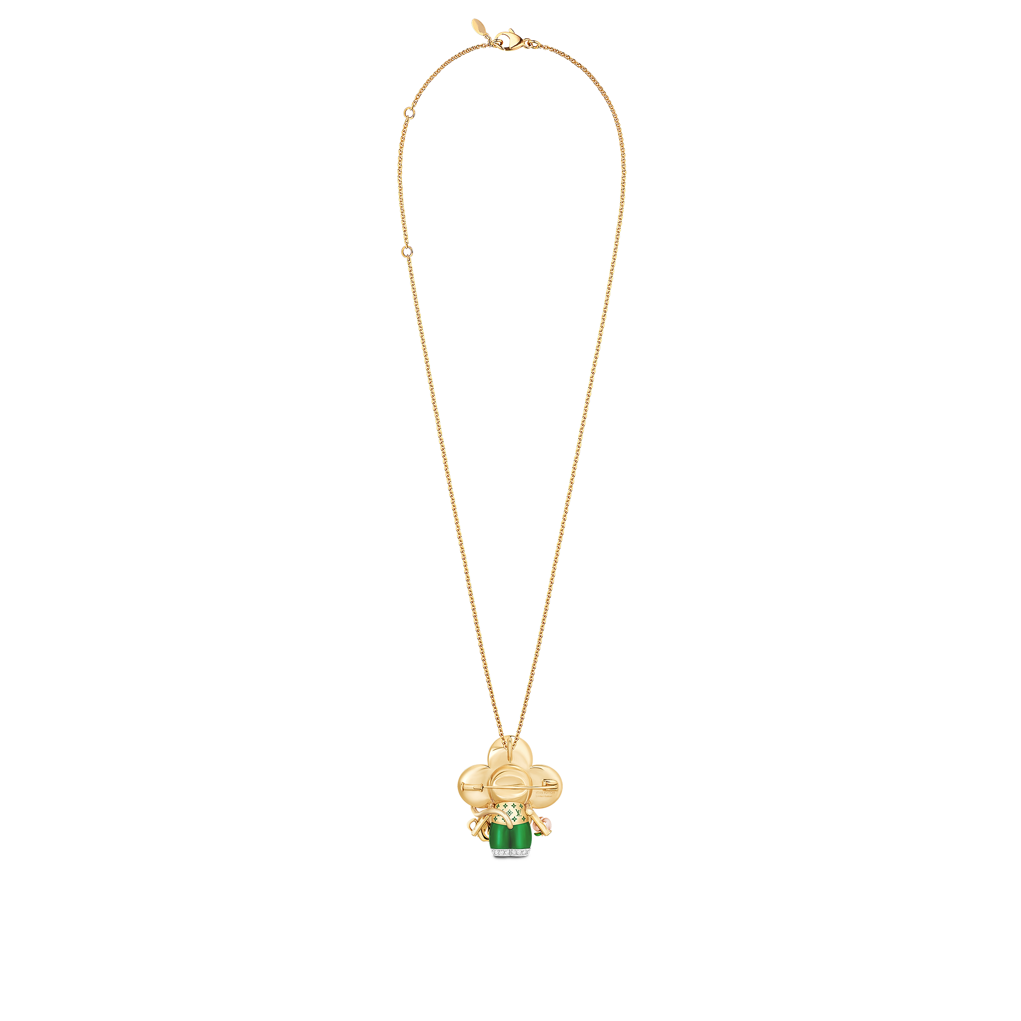 Vivienne Monkey Pendant, 3 Golds, Lacquer, Diamonds & Colored Gemstones