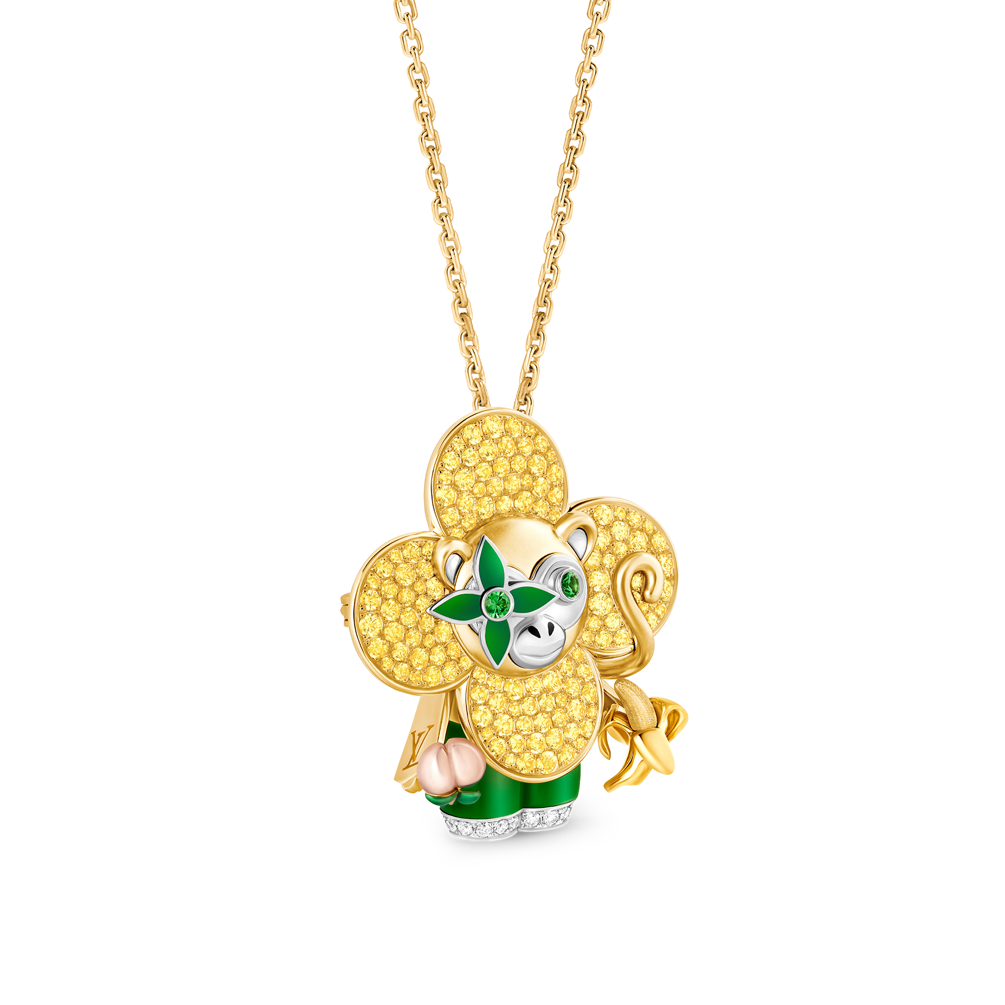  Jewelry Necklaces and Pendants Vivienne Monkey Pendant, 3 Golds, Lacquer, Diamonds & Colored Gemstones | Louis Vuitton ® (Product zoom)