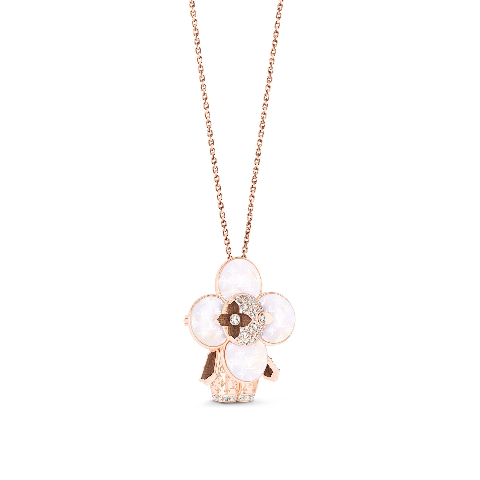  Categories All Fine Jewelry Vivienne Monogram Pendant, Pink Gold, Mother-Of-Pearl, Wood & Diamonds | Louis Vuitton ® (Product zoom)