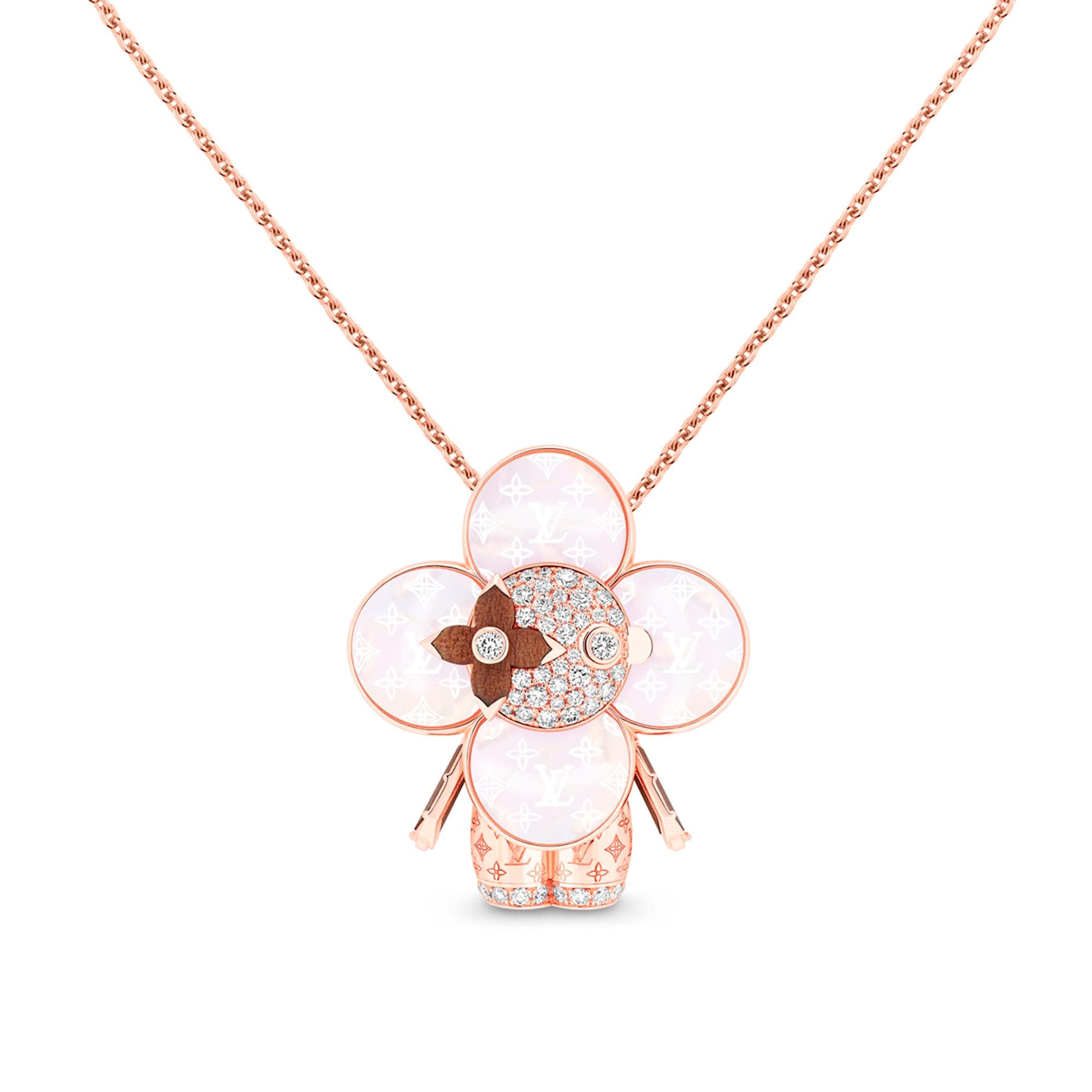  Categories All Fine Jewelry Vivienne Monogram Pendant, Pink Gold, Mother-Of-Pearl, Wood & Diamonds | Louis Vuitton ® (Product zoom)