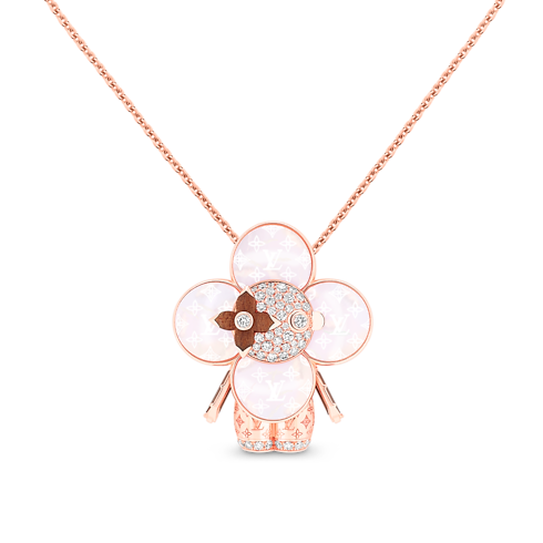Categories All Fine Jewelry Vivienne Monogram Pendant, Pink Gold, Mother-Of-Pearl, Wood & Diamonds | Louis Vuitton ® (Product zoom)
