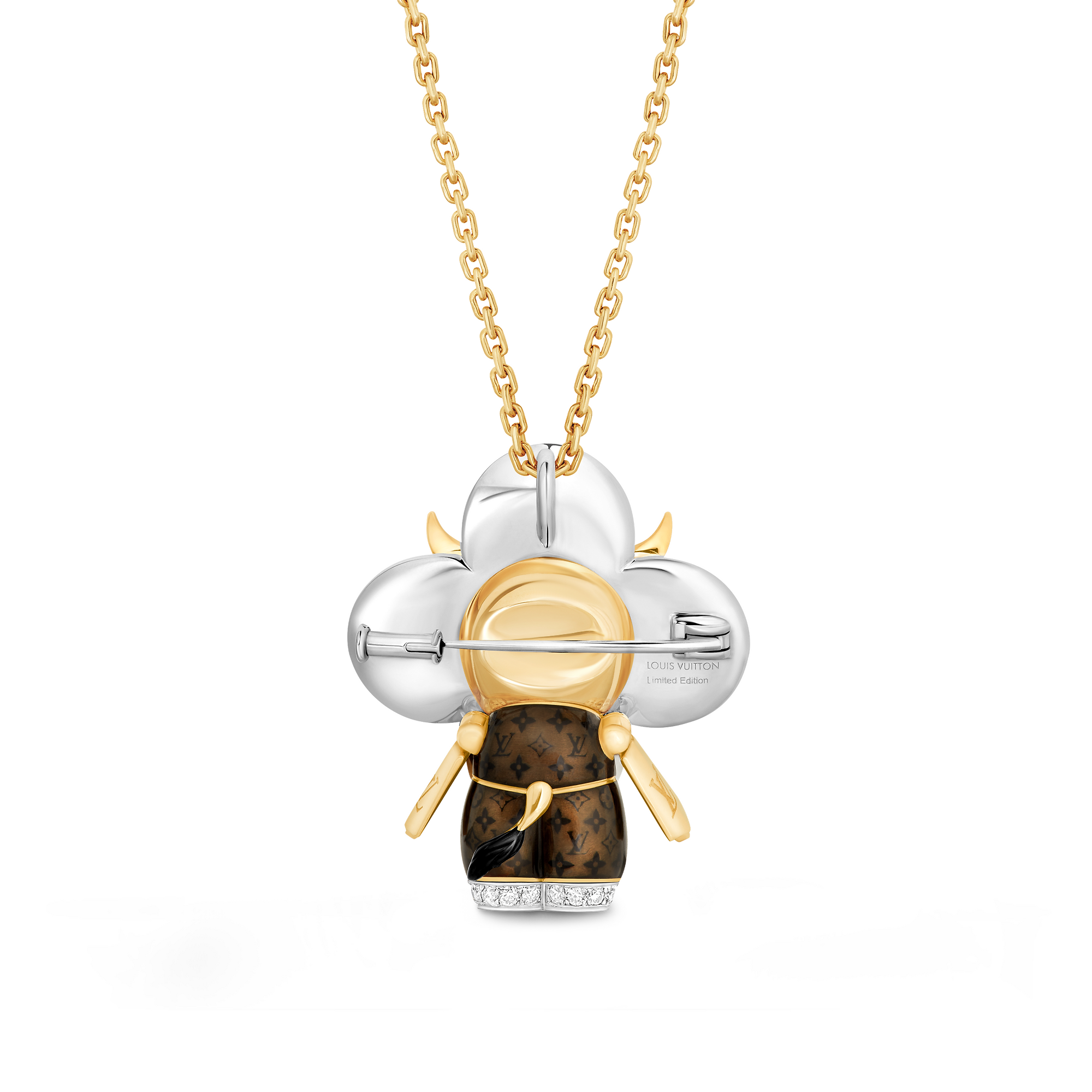 Vivienne Ox Pendant, 3 Golds, Lacquer, Diamonds & Colored Gemstones