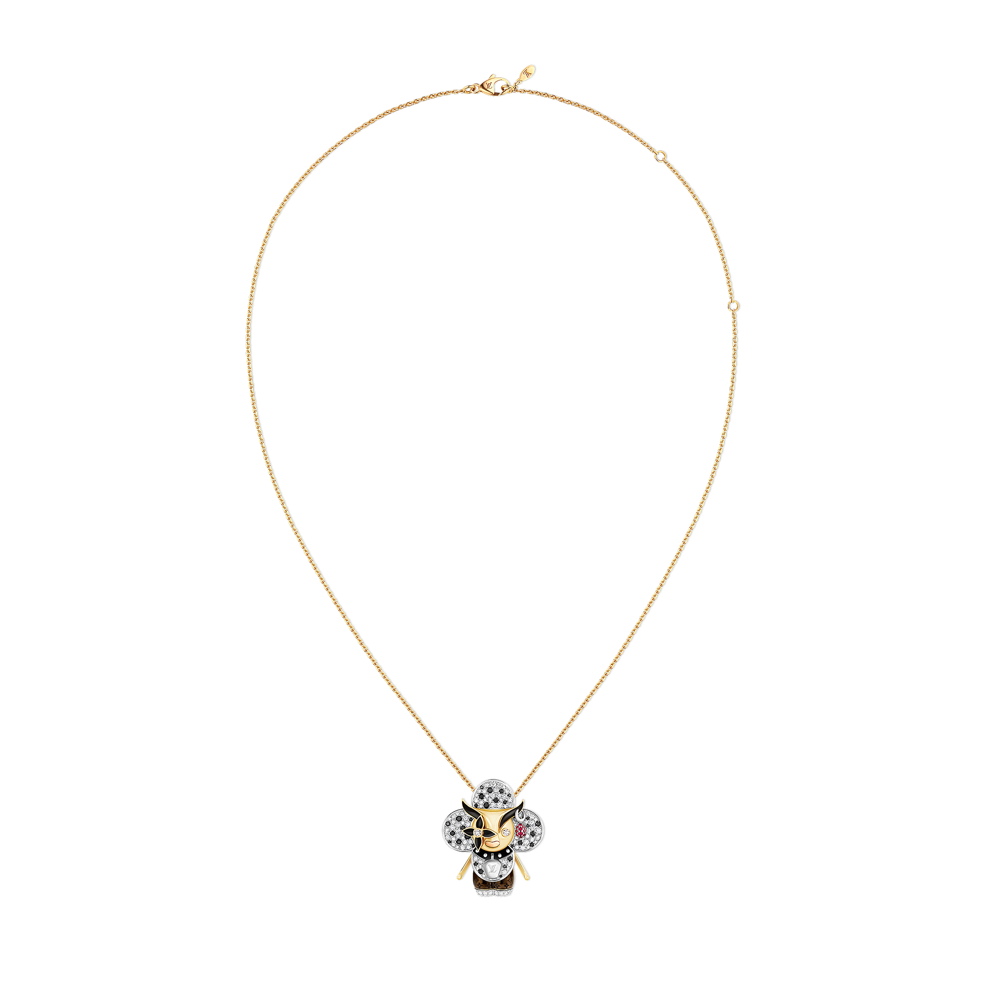 Vivienne Ox Pendant, 3 Golds, Lacquer, Diamonds & Colored Gemstones