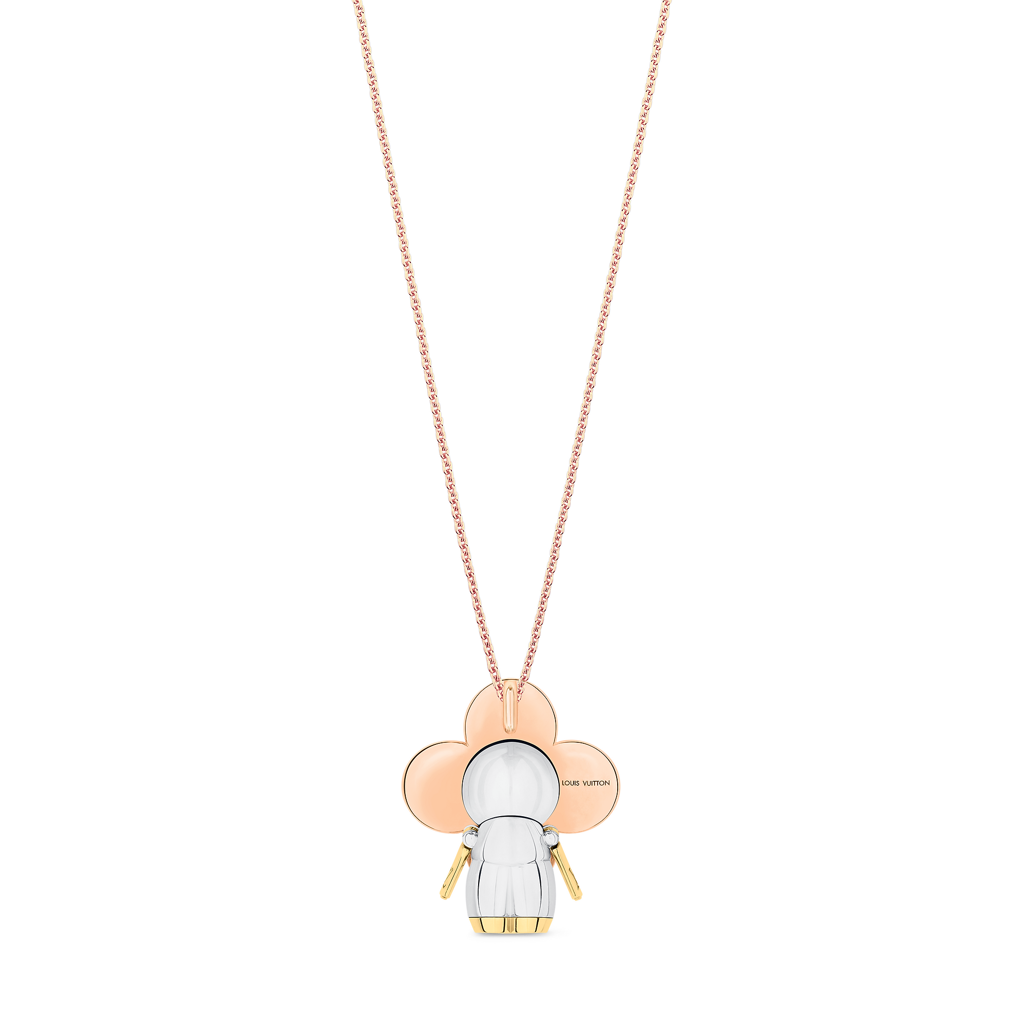 Vivienne pendant, 3 golds & diamonds