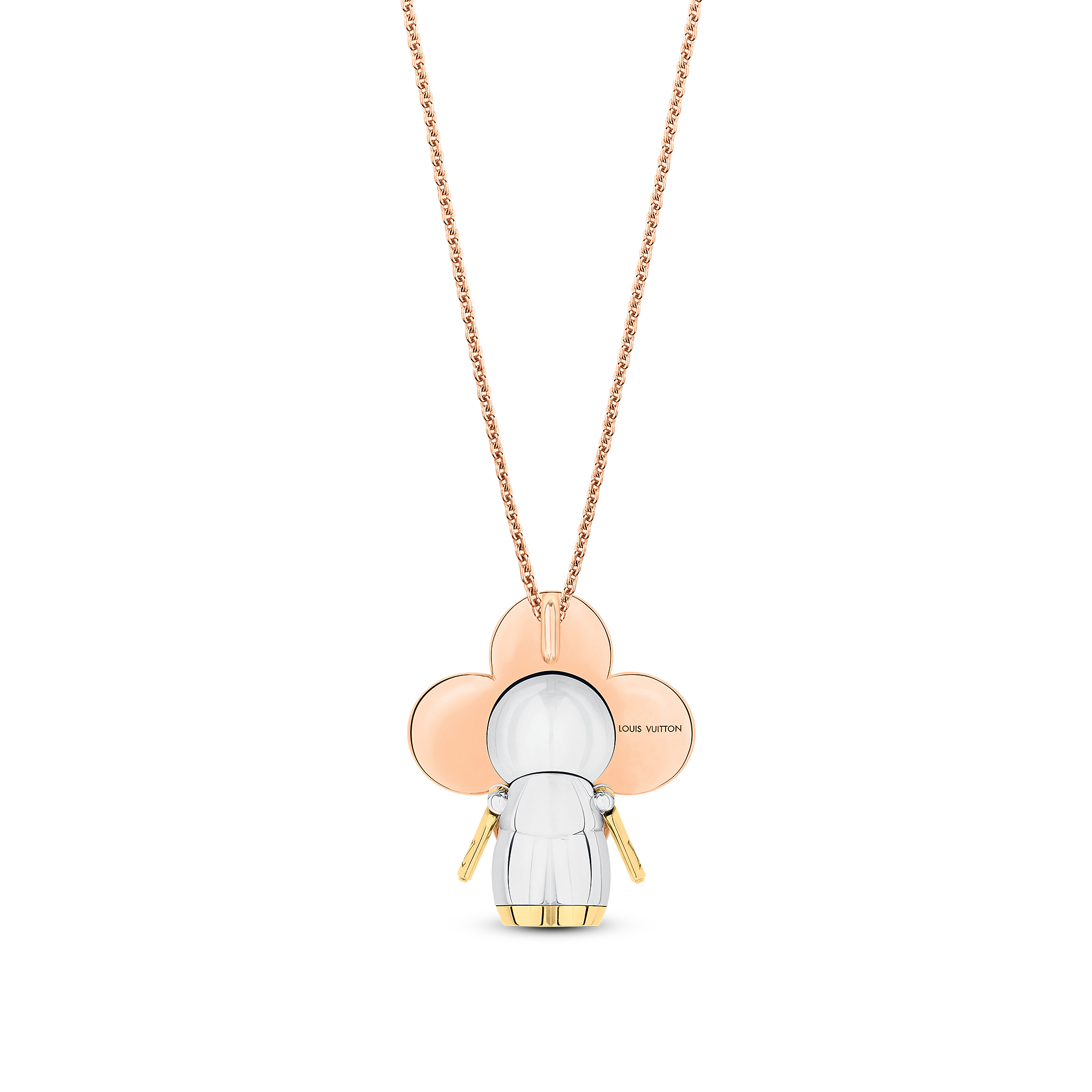 Vivienne pendant, 3 golds & diamonds