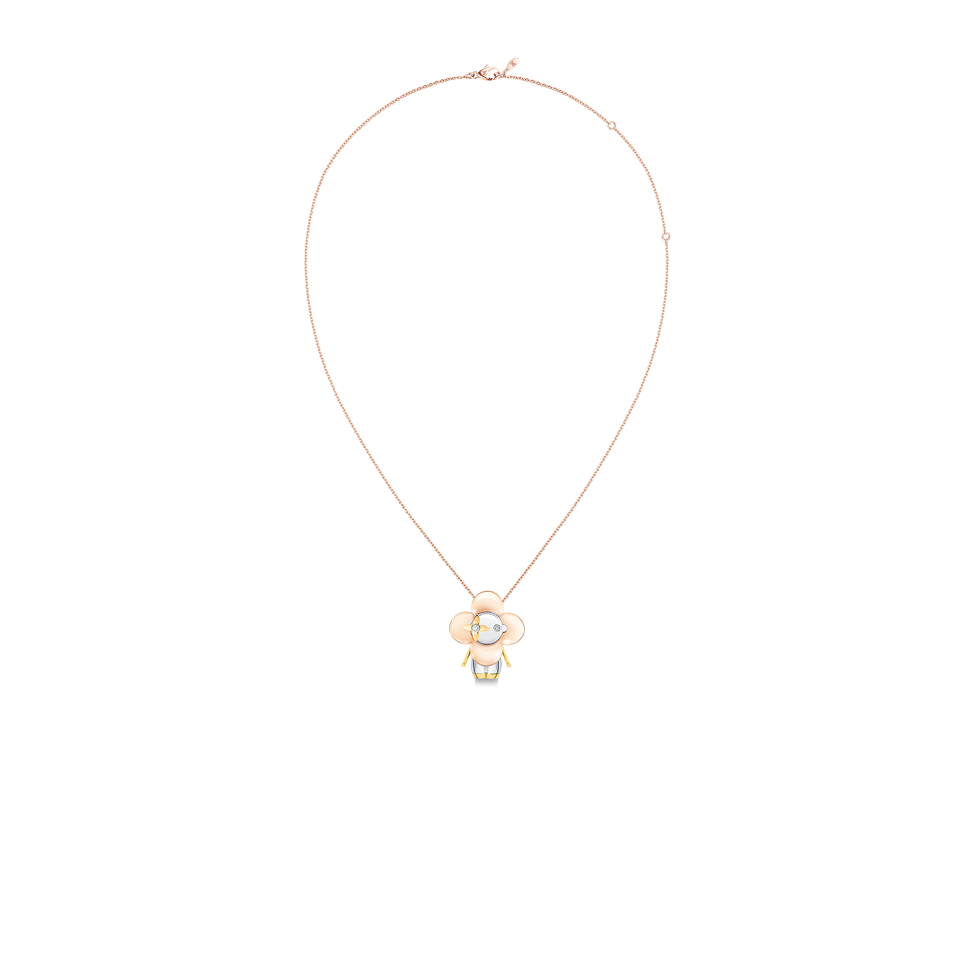 Vivienne pendant, 3 golds & diamonds