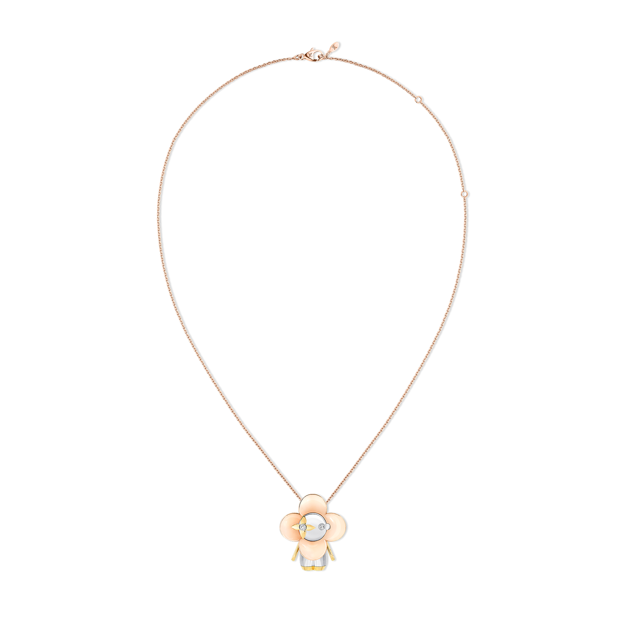 Vivienne pendant, 3 golds & diamonds