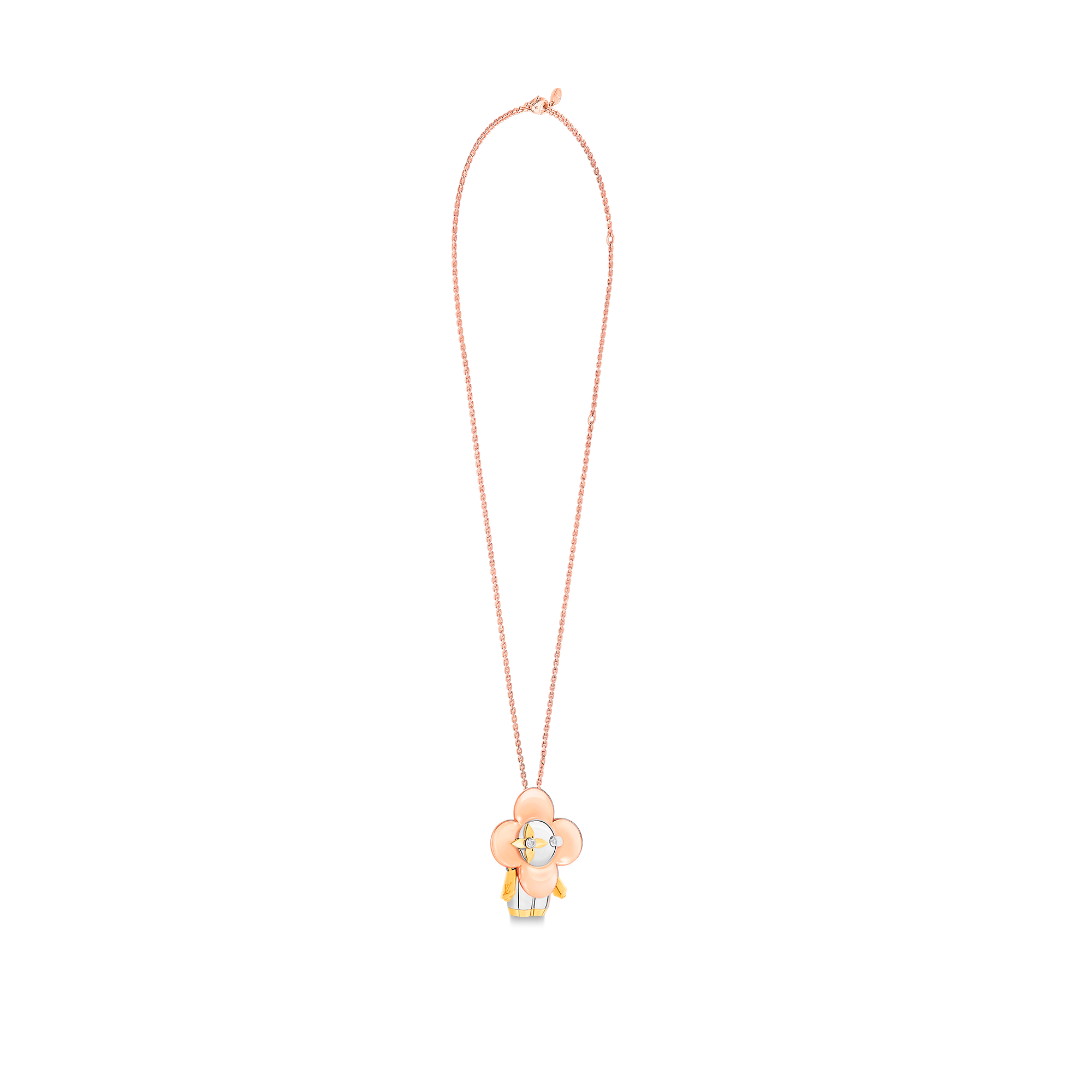 Vivienne pendant, 3 golds & diamonds