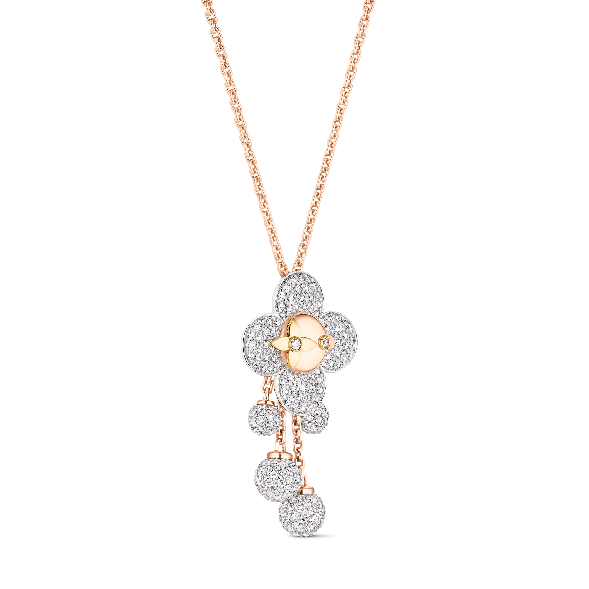 Vivienne Pendant, 3 Golds and Diamonds