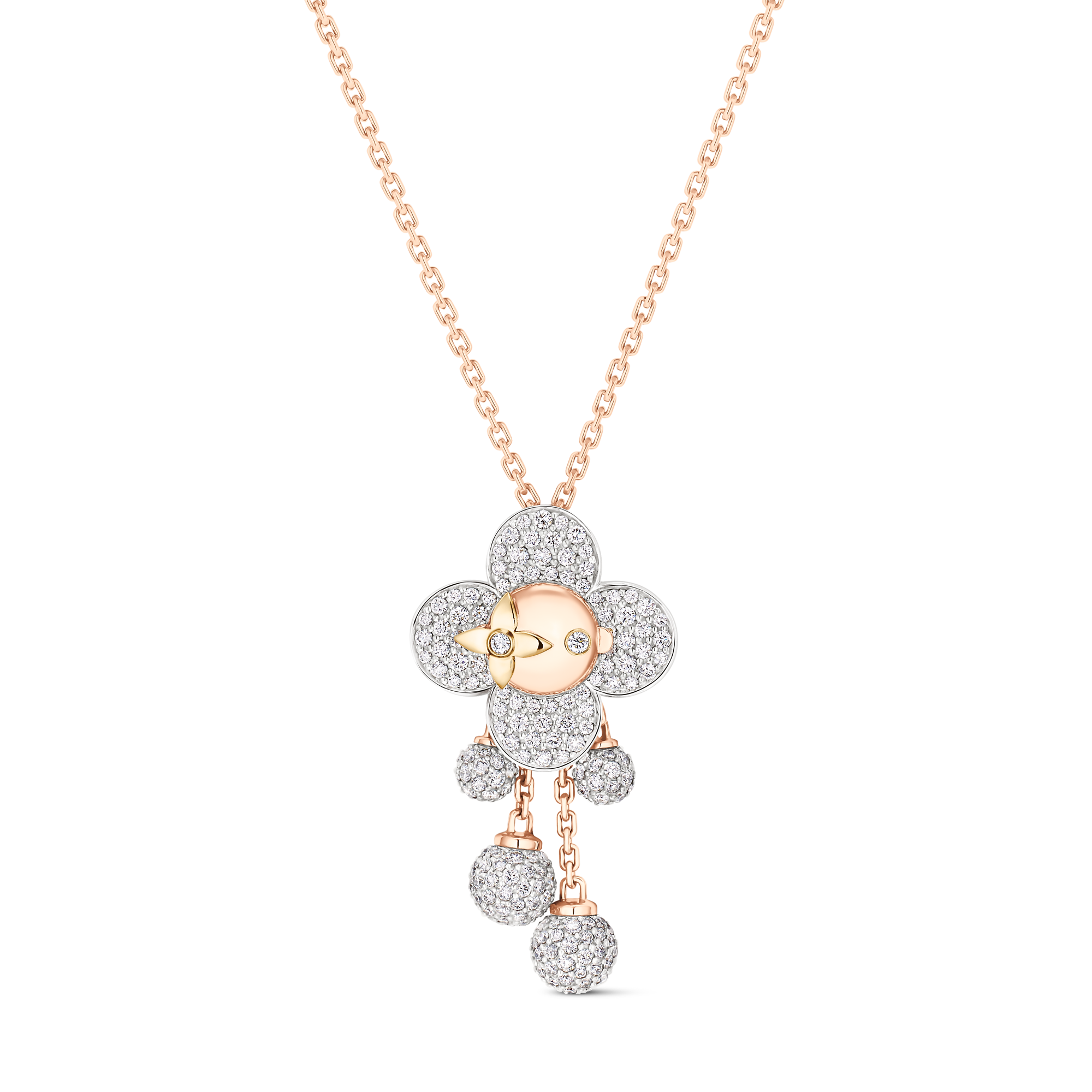 Vivienne Pendant, 3 Golds and Diamonds