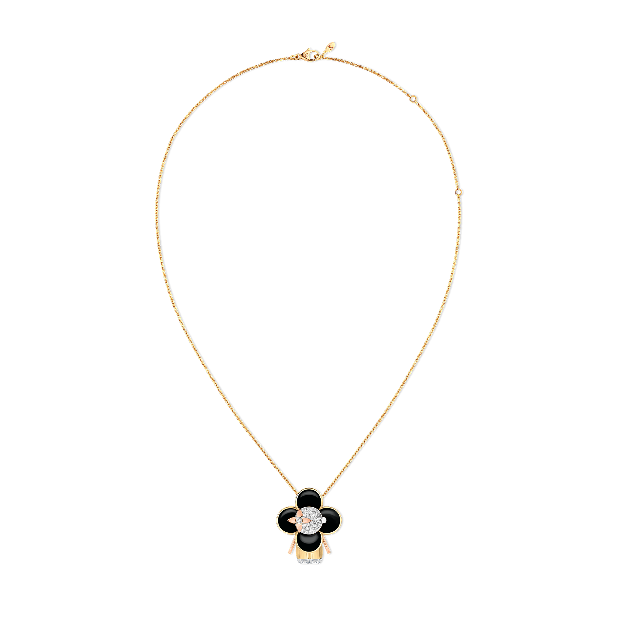  Categories Necklaces and Pendants  Vivienne pendant, 3 golds, black lacquer & diamonds | Louis Vuitton ® (Product zoom)
