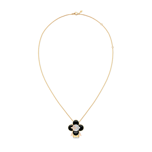 Categories Necklaces and Pendants Vivienne pendant, 3 golds, black lacquer & diamonds | Louis Vuitton ® (Product zoom)