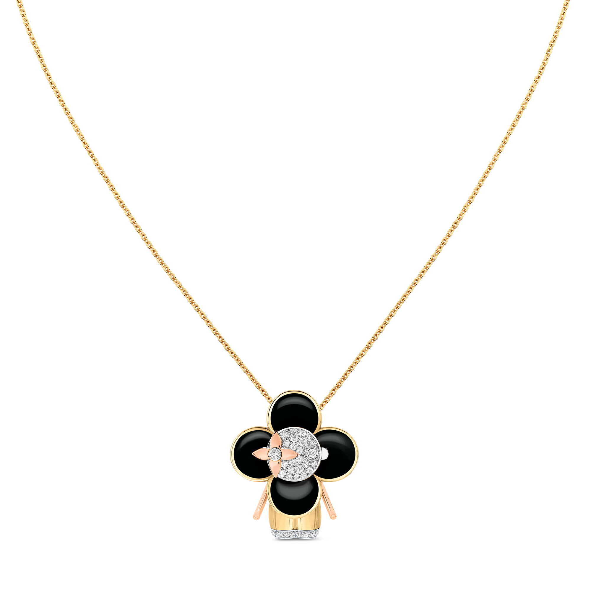  Categories Necklaces and Pendants  Vivienne pendant, 3 golds, black lacquer & diamonds | Louis Vuitton ® (Product zoom)