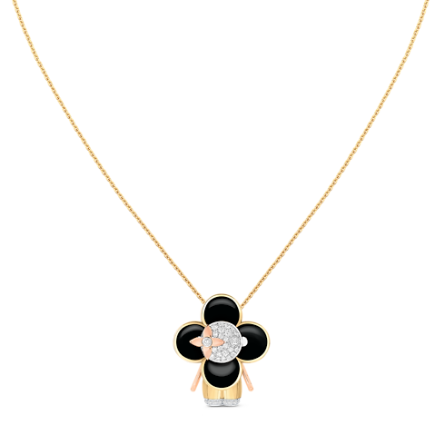 Categories Necklaces and Pendants Vivienne pendant, 3 golds, black lacquer & diamonds | Louis Vuitton ® (Product zoom)