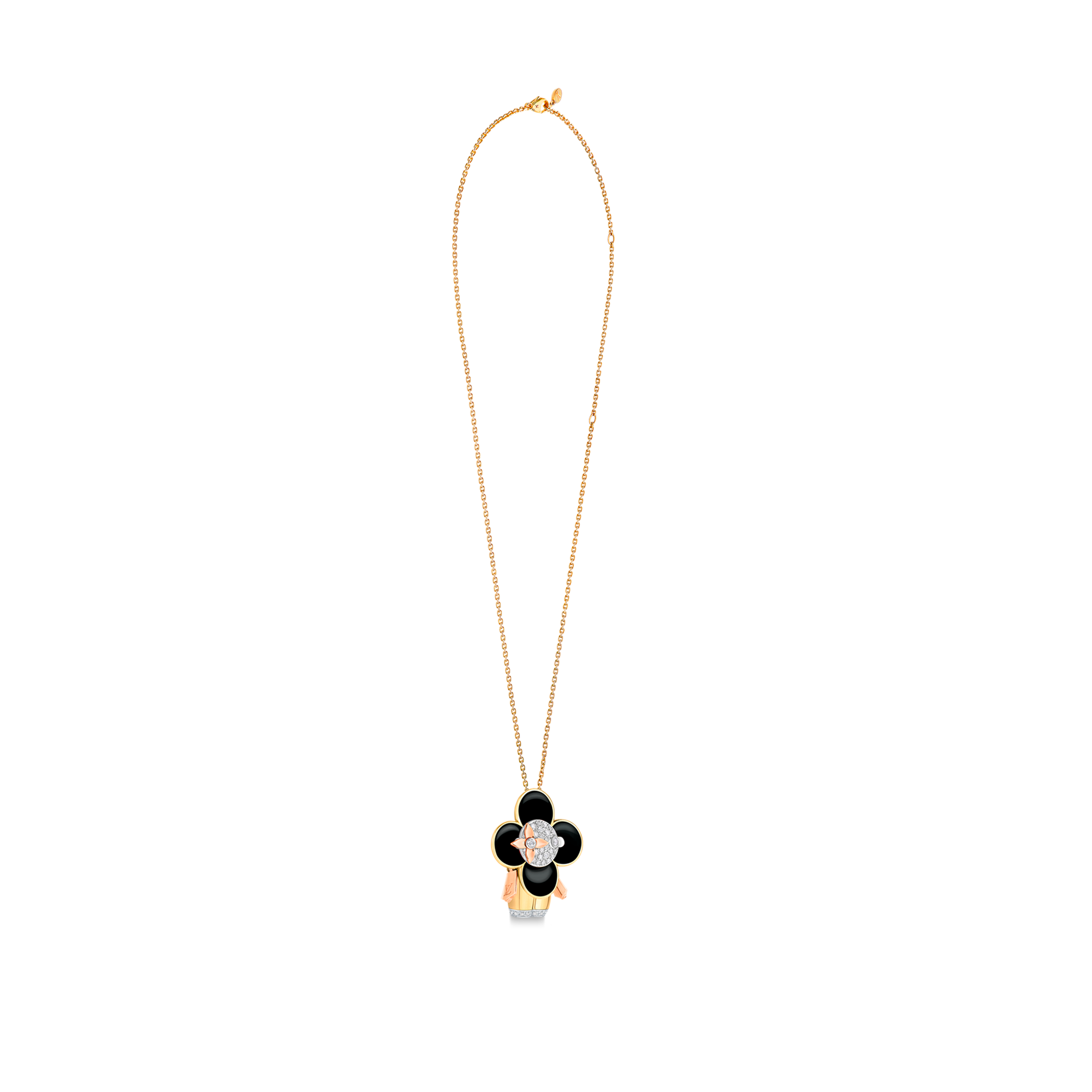  Categories Necklaces and Pendants  Vivienne pendant, 3 golds, black lacquer & diamonds | Louis Vuitton ® (Product zoom)