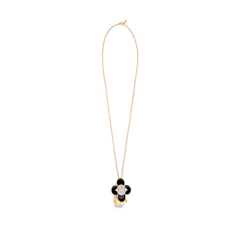 Categories Necklaces and Pendants Vivienne pendant, 3 golds, black lacquer & diamonds | Louis Vuitton ® (Product zoom)