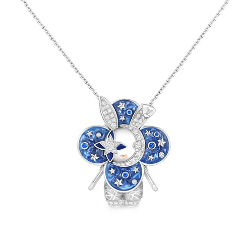Jewelry Necklaces and Pendants Vivienne Rabbit Pendant, White Gold, Lacquer, Diamonds & Colored Gemstones | Louis Vuitton ® (Product zoom)
