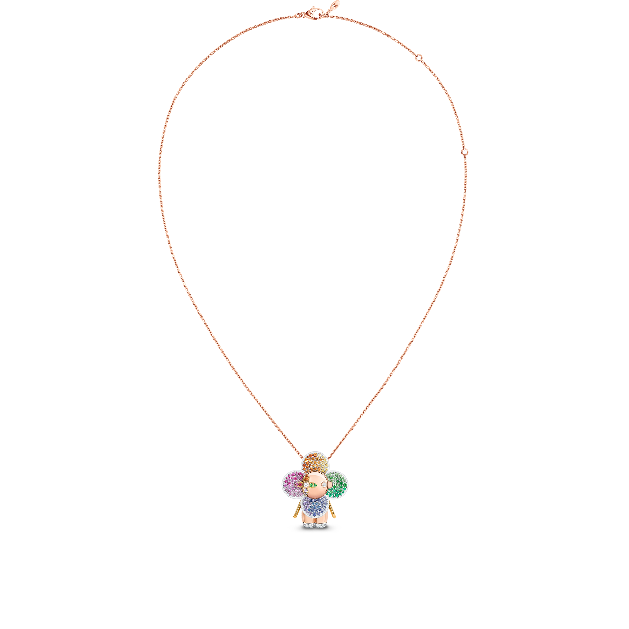 Vivienne Rainbow Pendant, 3 Golds, Diamonds & Colored Gemstones
