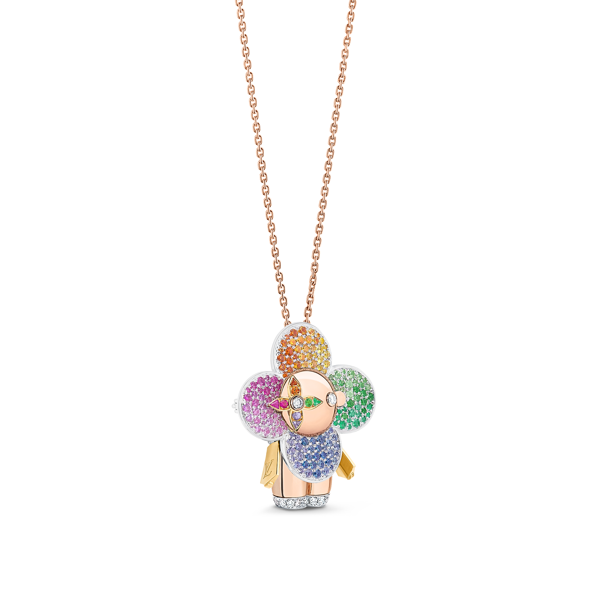 Vivienne Rainbow Pendant, 3 Golds, Diamonds & Colored Gemstones