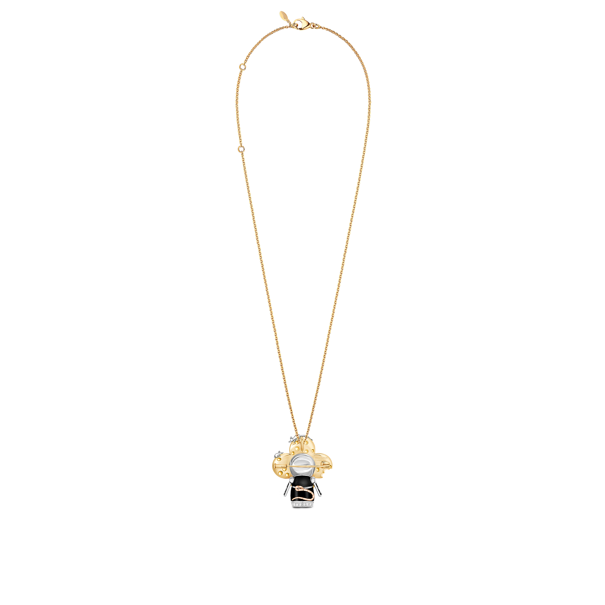 Vivienne Rat Pendant, 3 Golds, Lacquer, Diamonds & Colored Gemstones