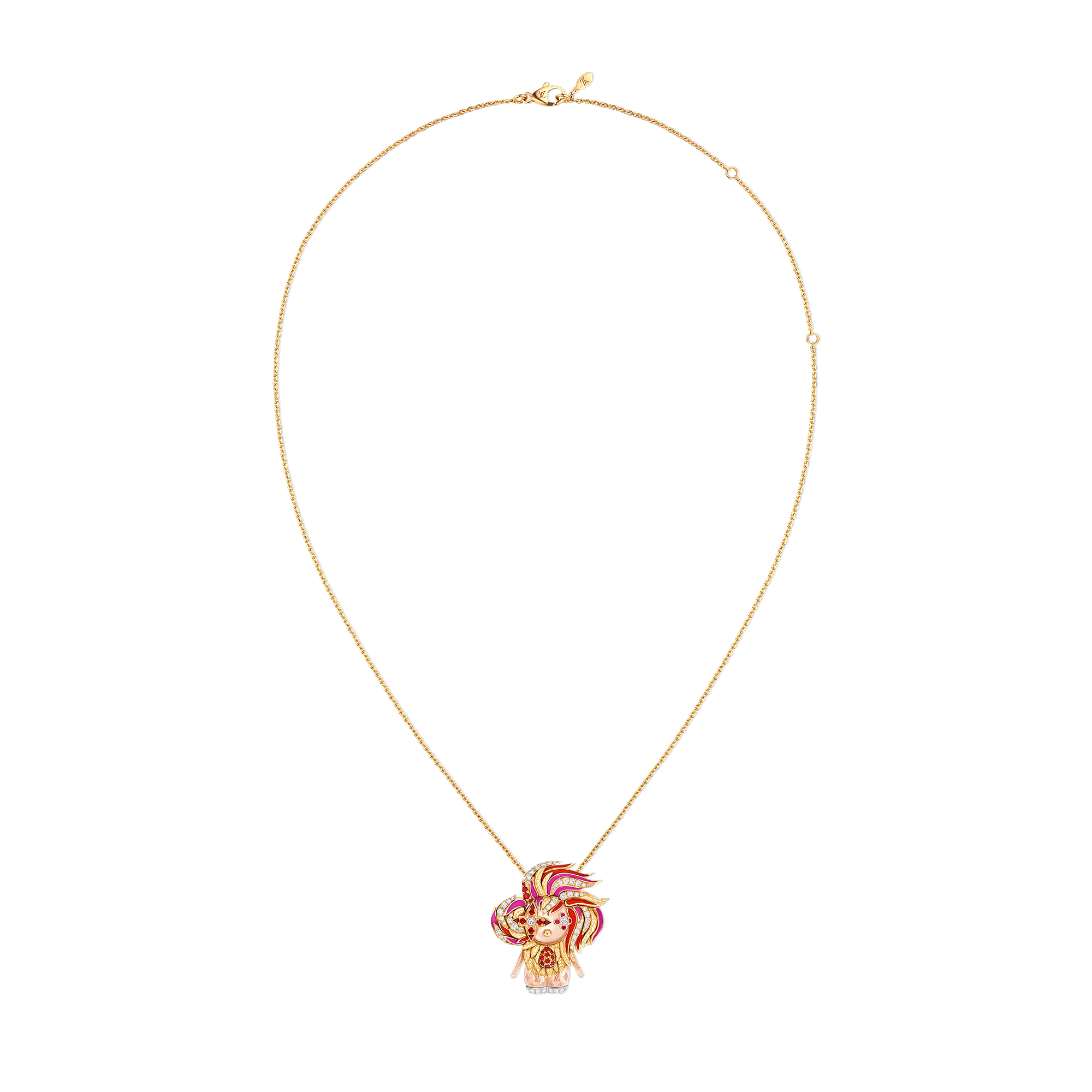  Jewelry Necklaces and Pendants Vivienne Rooster Pendant, 3 Golds, Lacquer, Diamonds & Colored Gemstones | Louis Vuitton ® (Product zoom)