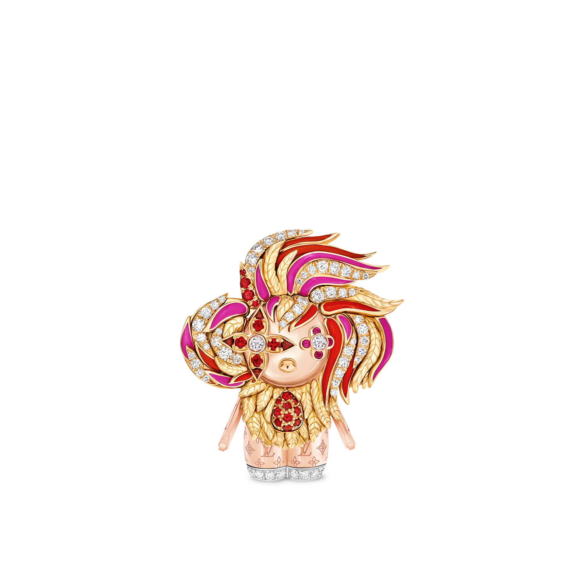  Jewelry Necklaces and Pendants Vivienne Rooster Pendant, 3 Golds, Lacquer, Diamonds & Colored Gemstones | Louis Vuitton ® (Product zoom)