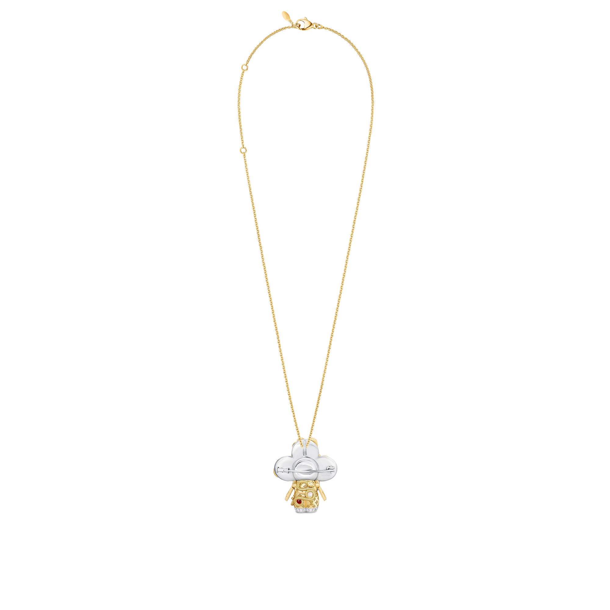 Vivienne Snake Pendant, Yellow Gold, White Gold, Lacquer, Diamonds & Colored Gemstones