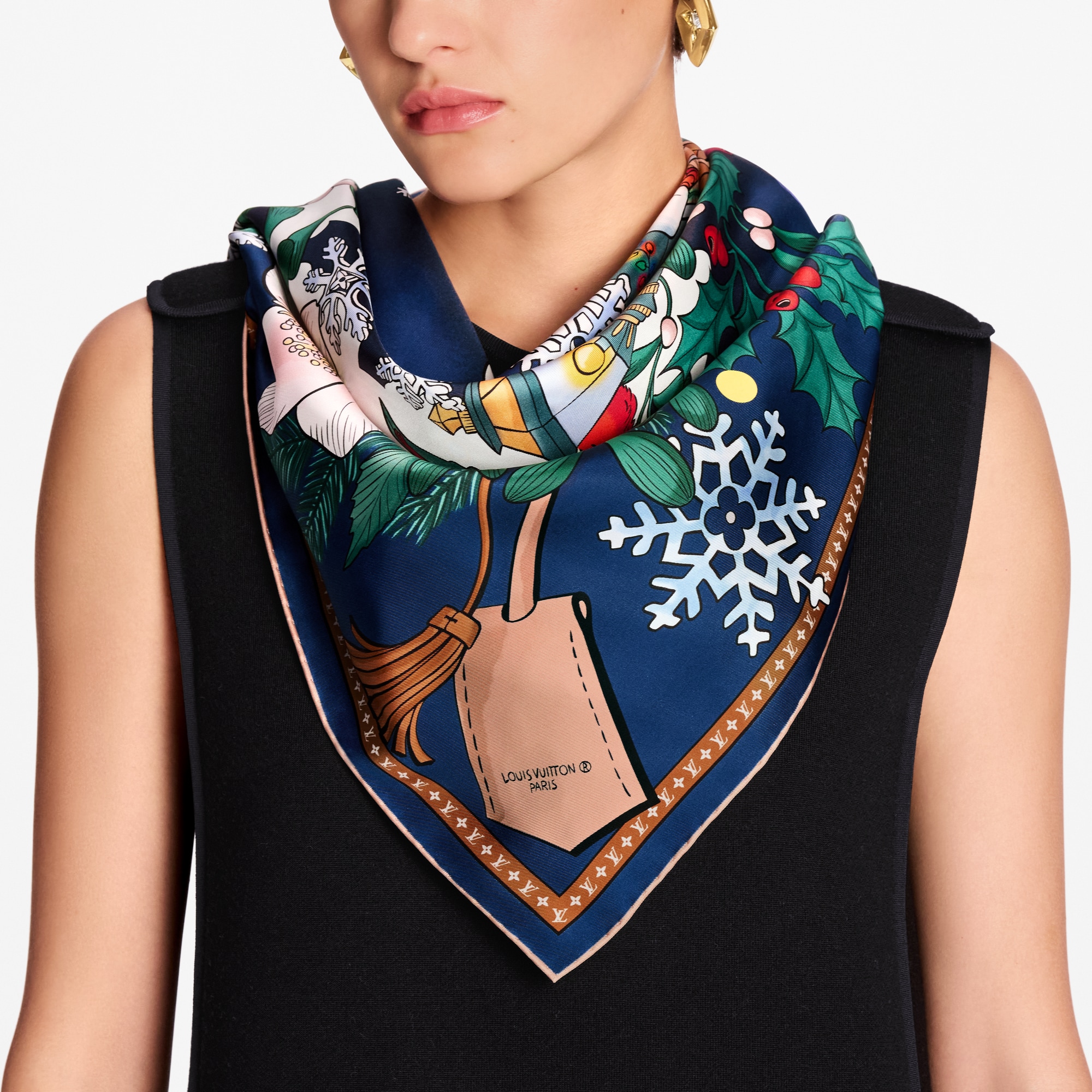 S00 Accessories Silk Squares and Bandeaus  Vivienne Winter Celebration Square 90 | Louis Vuitton ® (Product zoom)