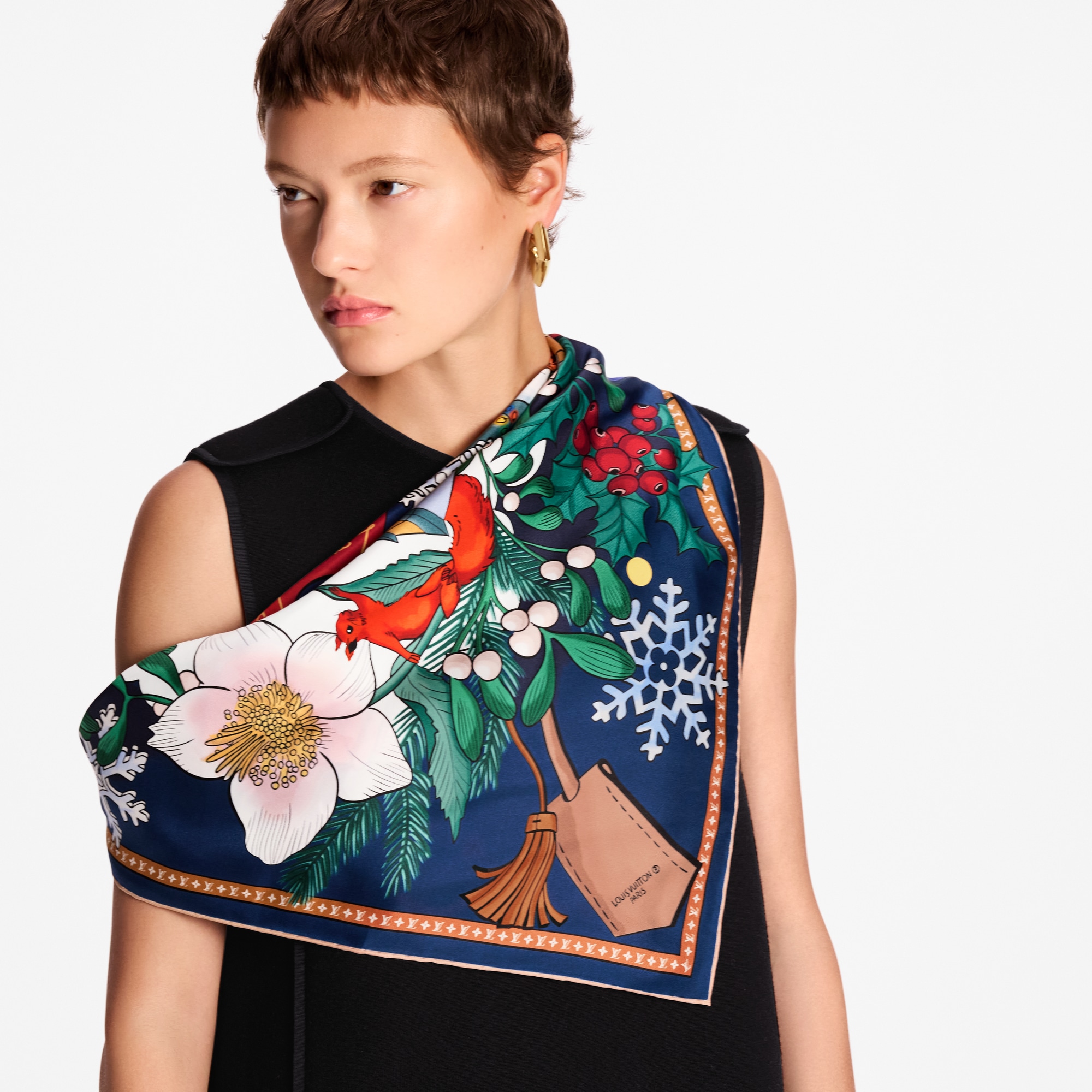 S00 Accessories Silk Squares and Bandeaus  Vivienne Winter Celebration Square 90 | Louis Vuitton ® (Product zoom)
