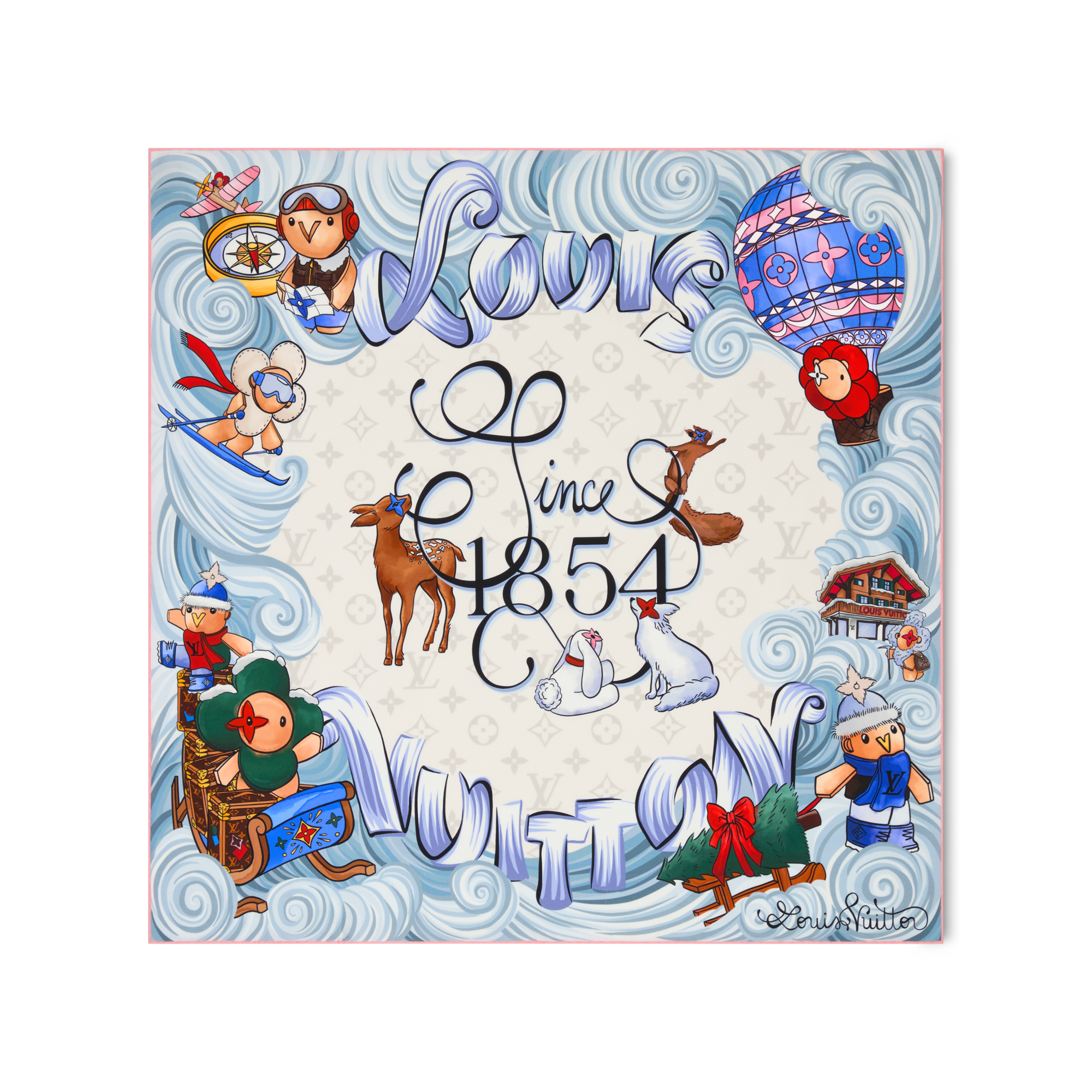 S00 Accessories Silk Squares and Bandeaus  Vivienne Winter Holiday Square 70 | Louis Vuitton ® (Product zoom)