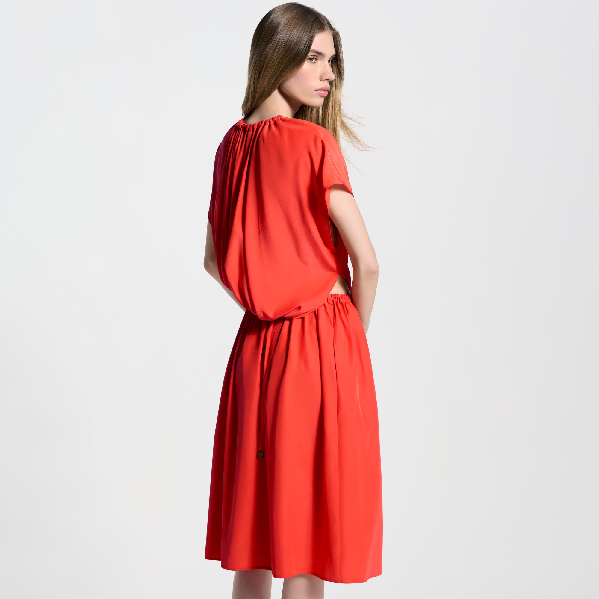 drawstring silk dress Gillian Drawstring Dress in Trapped Silk KALLMEYER