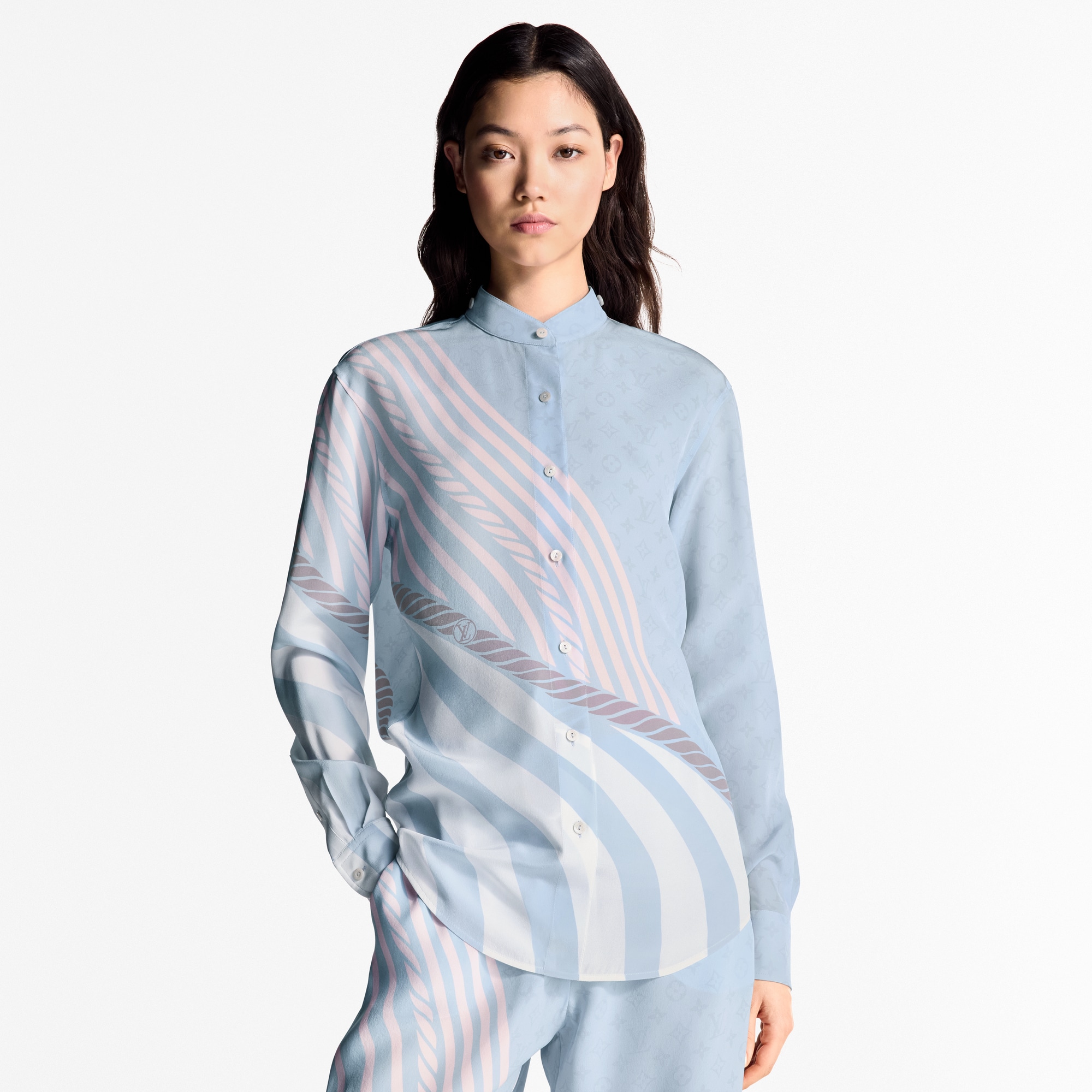  Ready-to-Wear Tops Wave Print Silk Shirt  | Louis Vuitton ® (Product zoom)