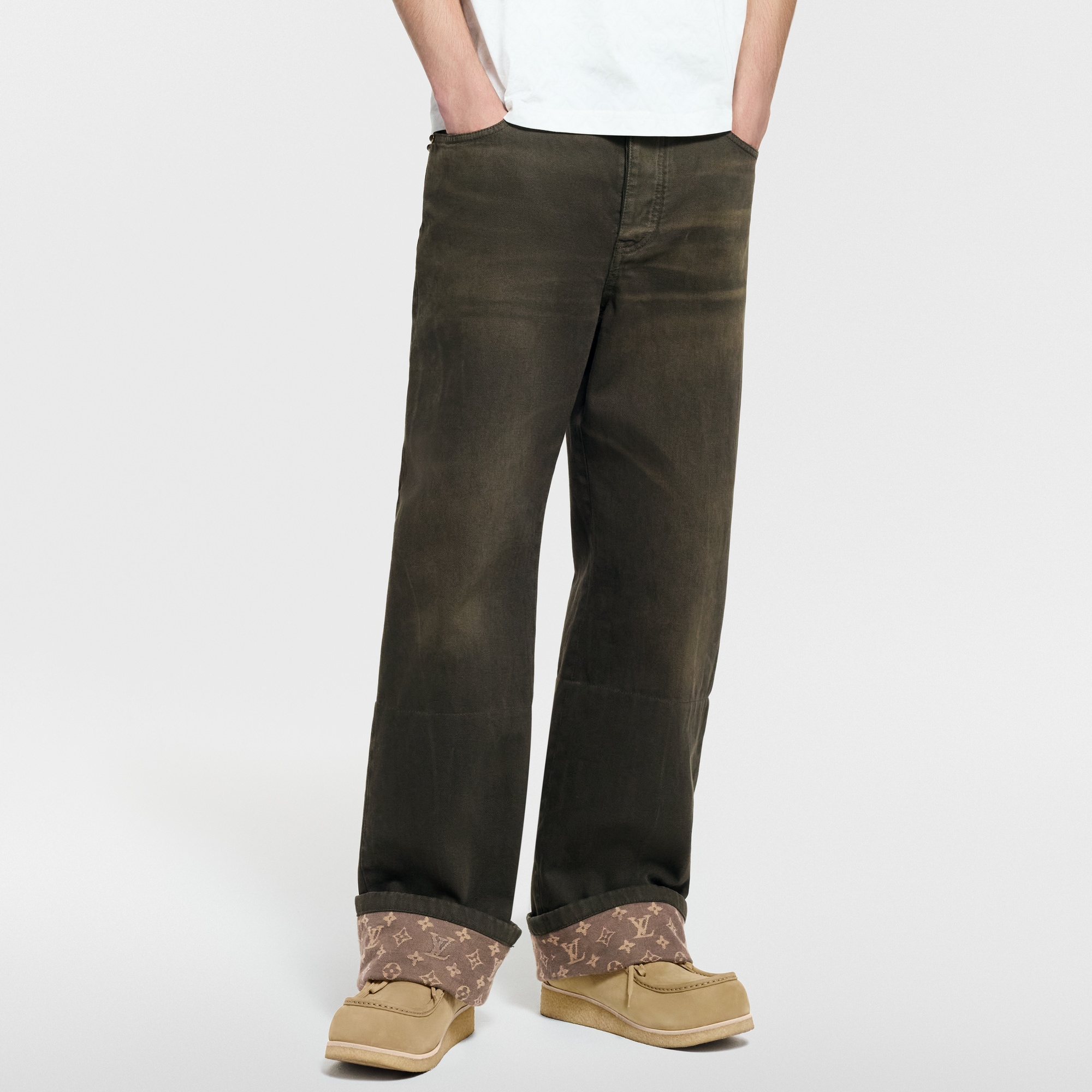  Ready-to-Wear Denim Waxed Denim Pants With Signature Turn-Ups | Louis Vuitton ® (Product zoom)