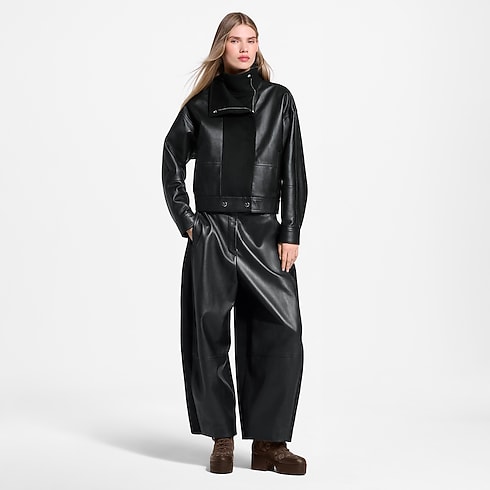 Ready-to-Wear New In Ready-to-Wear Wool Insert Leather Balloon Pants | Louis Vuitton ® (Product zoom)