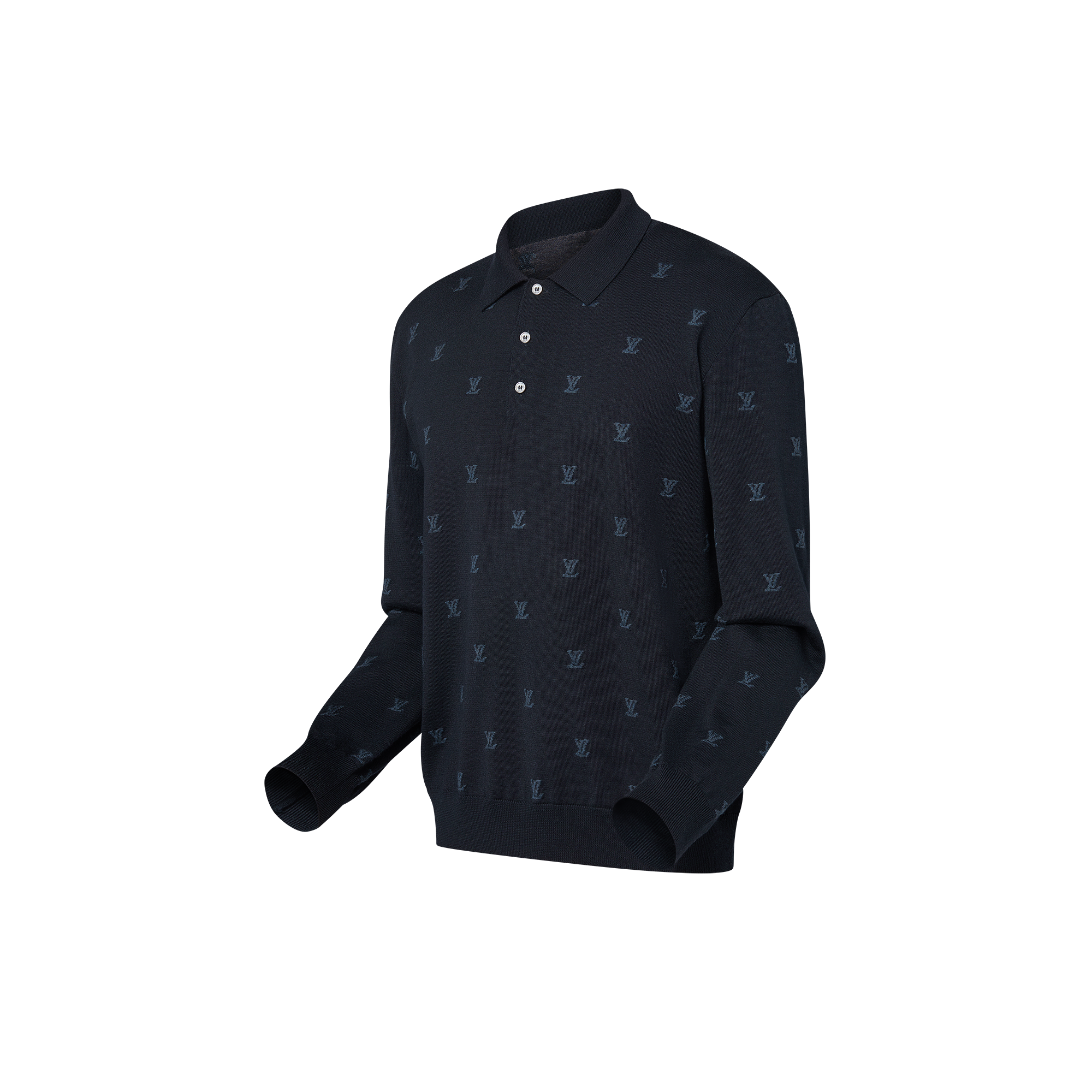  Ready-to-Wear All Ready-to-Wear Wool, Silk And Cashmere-Blend Long Sleeve LV Blason Polo | Louis Vuitton ® (Product zoom)