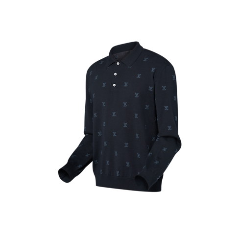 Ready-to-Wear All Ready-to-Wear Wool, Silk And Cashmere-Blend Long Sleeve LV Blason Polo | Louis Vuitton ® (Product zoom)