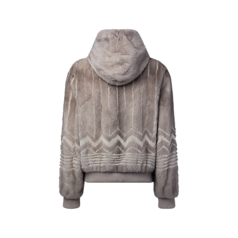Zipped Hooded Mink Blouson Back View