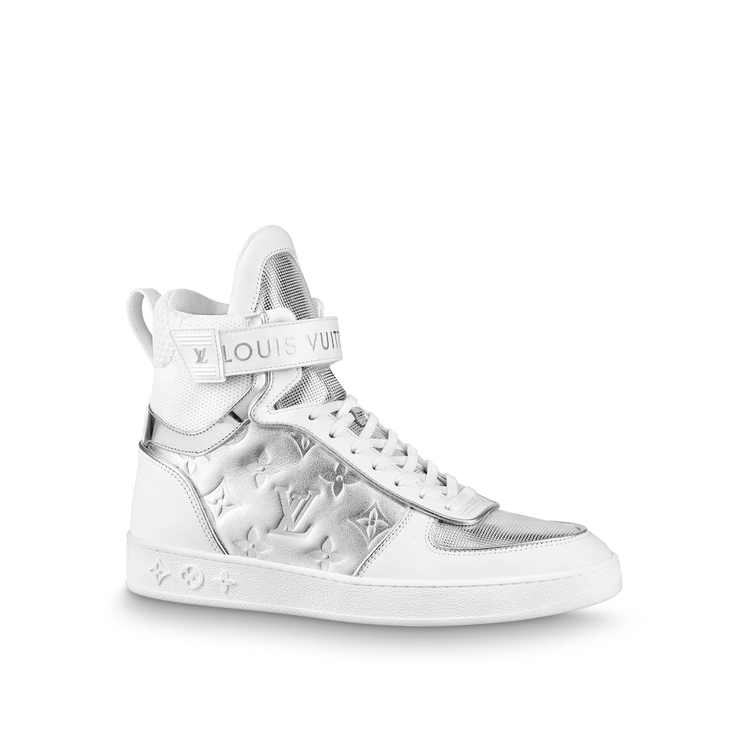 silver and white louis vuitton sneakers