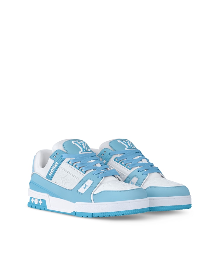 Youth Designer Leather Lace Up Platform Sneakers Stylish  Louis Vuitton Kids Sneakers - Black and Teal display picture 1