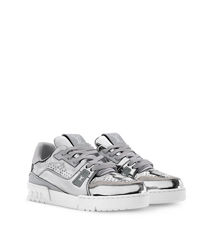 Louis Vuitton Metallic Silver Sneakers with Blue Highlights s-l400.jpg main image 4