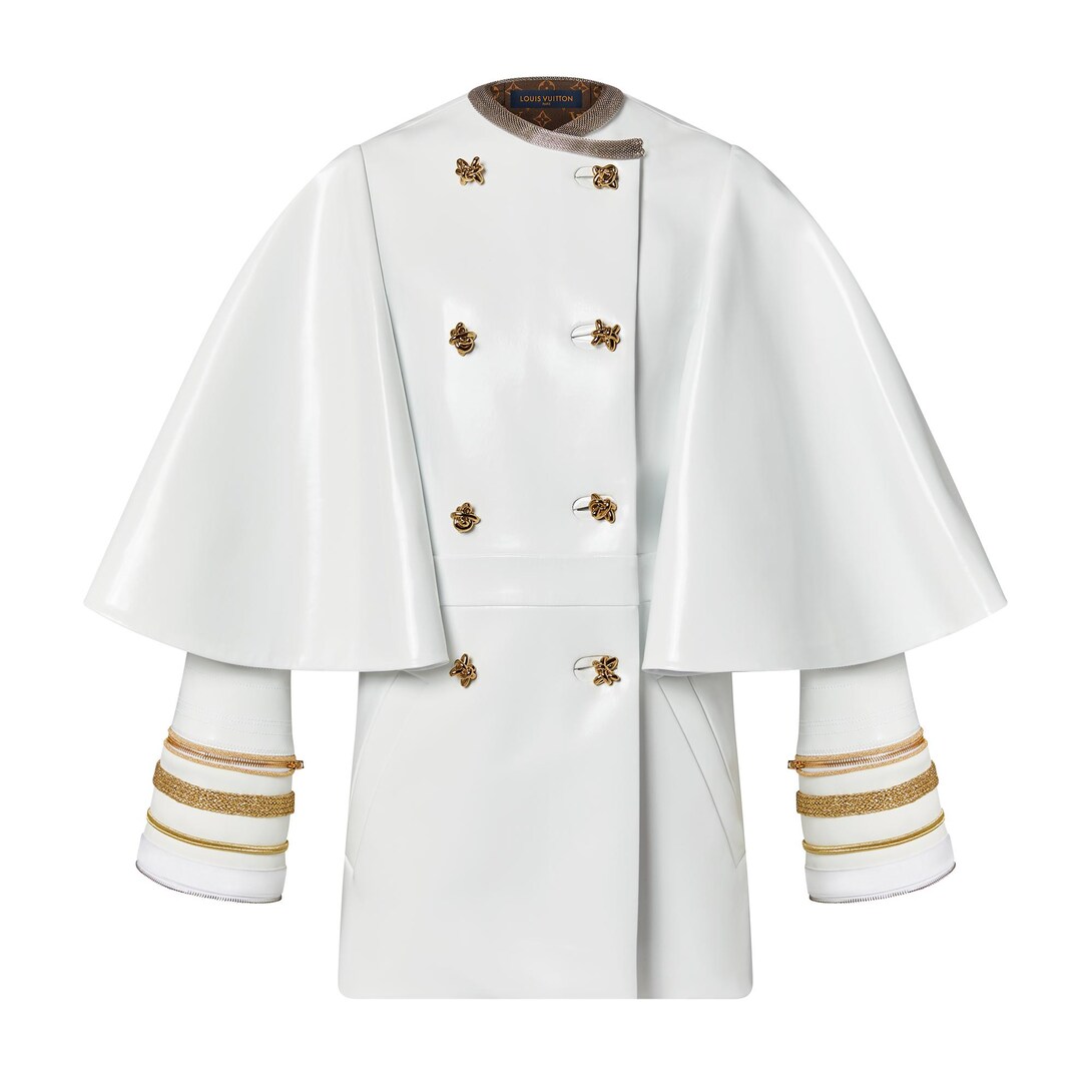 Metallic Accent Cape-Sleeve Coat 