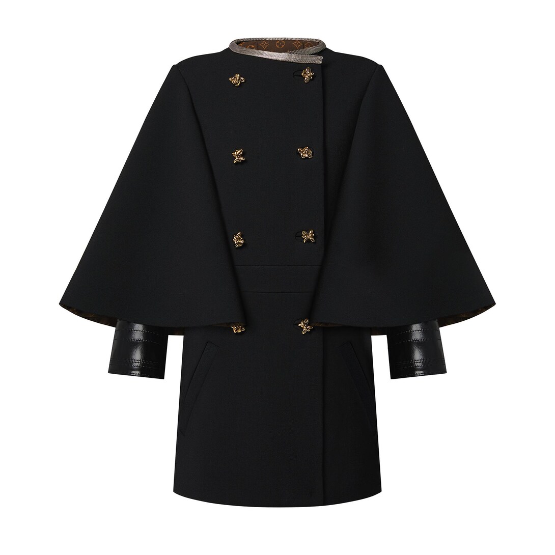 Wool Crepe Cape-Sleeve Coat - Women 