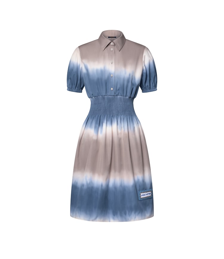 louis vuitton cocktail dress LOUIS VUITTON Tie Dye Shirt Dress Blue. Size 34