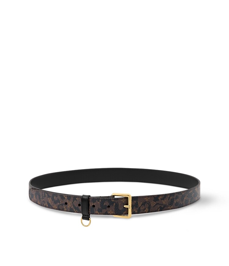 Louis Vuitton Black & Tan Leopard Print Leather Belt with Gold LV Buckle Brown Leopard LUV Belt – FAITH BY LUIS main image 2
