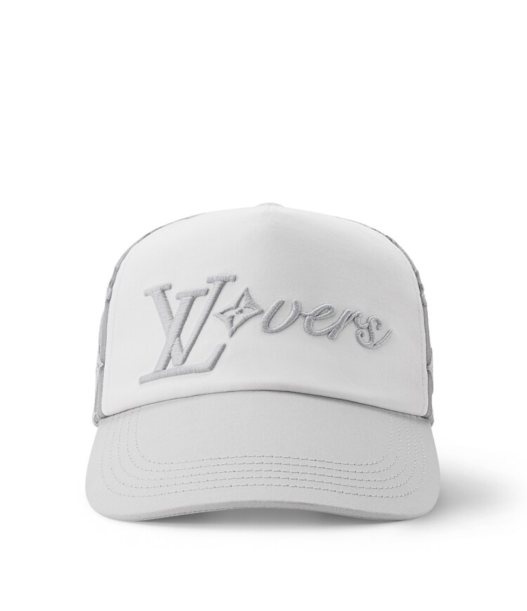 NWT Beautiful Handmade A Touch Of Sparkle Silver LV Logo White Ball Cap Louis Vuitton MP3421 Monogram Casket Velvet Men main image 4