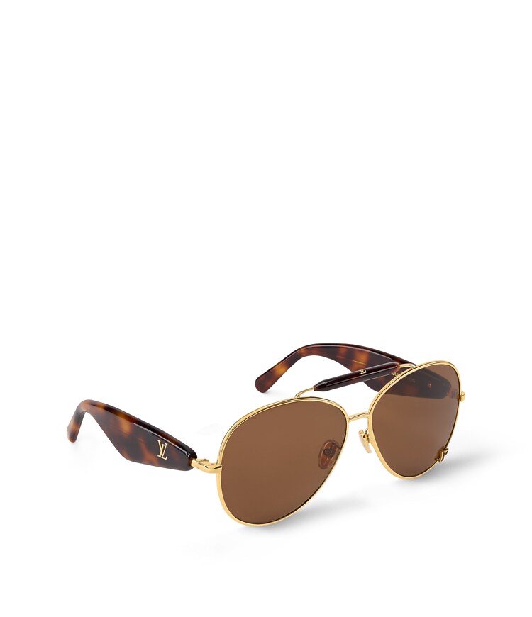Louis Vuitton new Sunglasses with Brown Lenses and Gold Accents Auth LOUIS VUITTON Brown Gold Speckling Metal Frame  main image 2