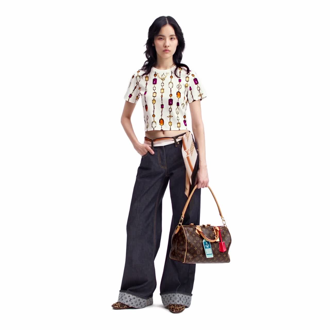 Necklace Print Crop Top - Women - Ready-to-Wear | LOUIS
