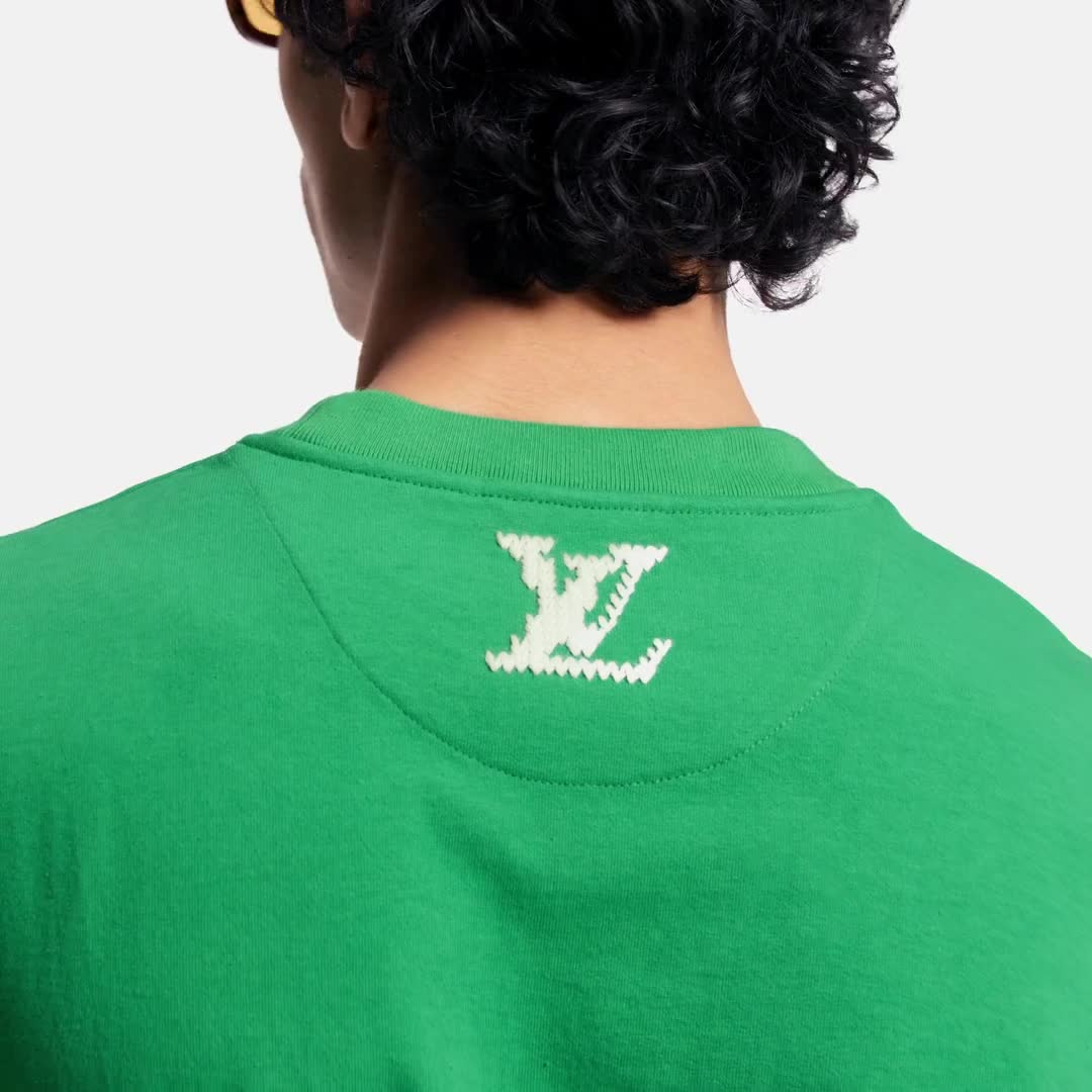 LOUIS VUITTON ロゴ刺繍 Tシャツ グリーン Embroidered Signature Short-Sleeved T-Shirt - Men - Ready-to-Wear